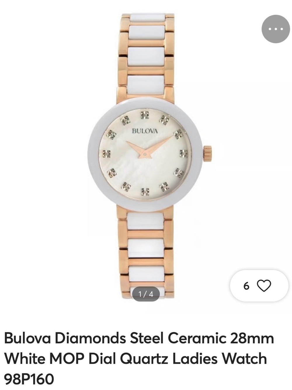 Bulova Rose Gold & White Ceramic Ladies Watch with MOP Dial